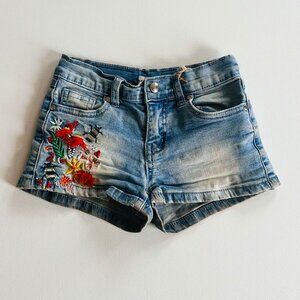 Sonia Rykiel Paris Girls Embroidered Denim Shorts — Size 8Y — Floral & Bee Detai